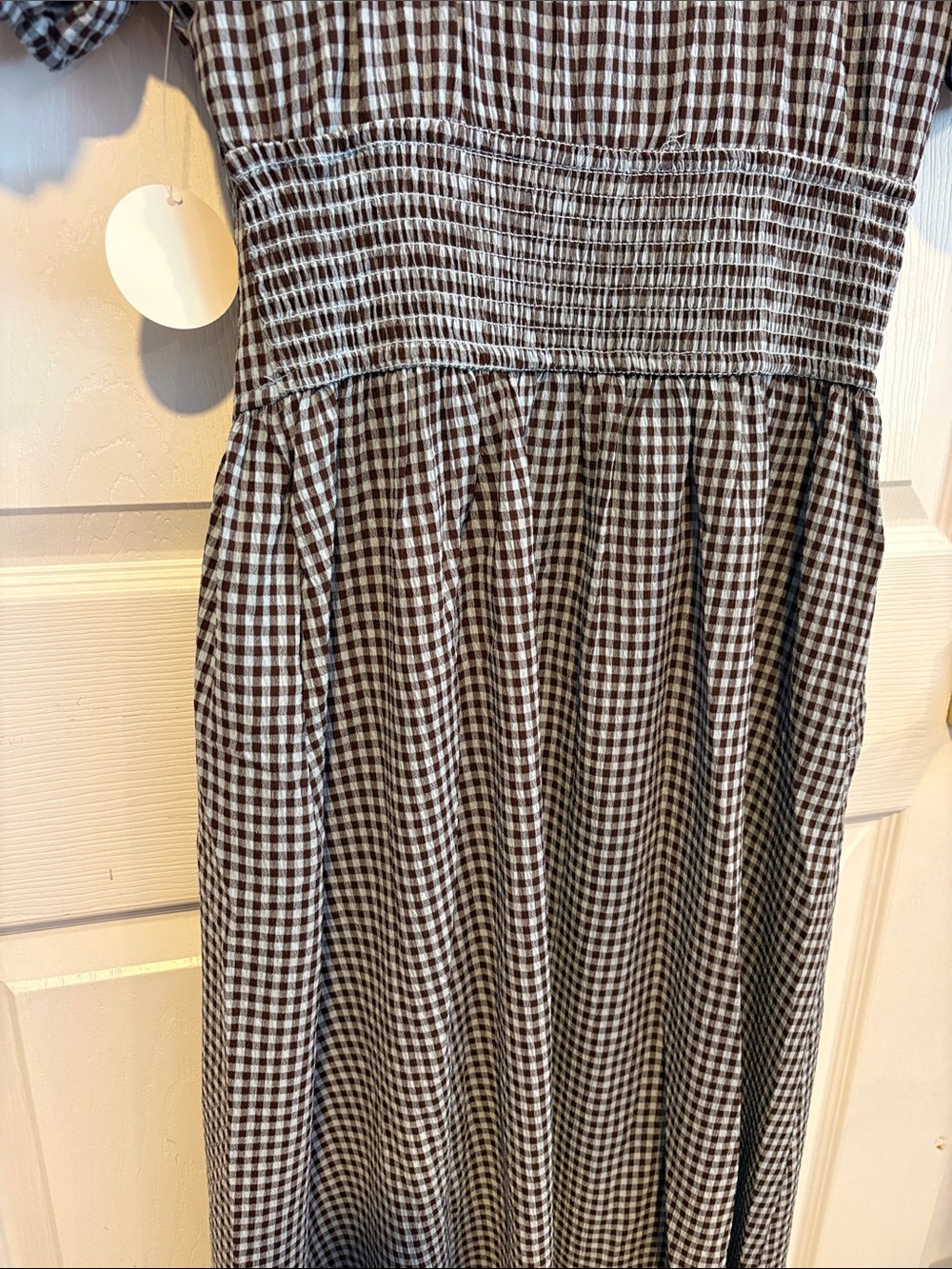BNWT BAND OF THE FREE Gingham Maxi Dress with Puff Sleeves Women's Size Medium - Picture 8 of 9